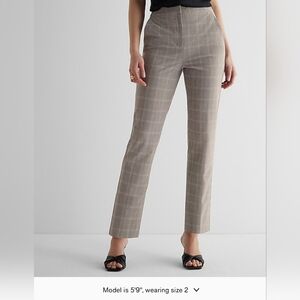 EDITOR SUPER HIGH WAISTED PLAID STRAIGHT ANKLE PANT SIZE 2S (Short)